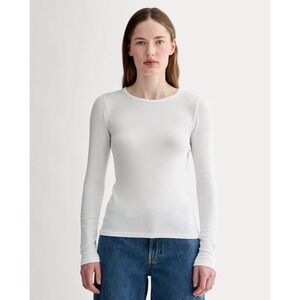 Everlane NWT Supima Cotton Luxe Micro-rib Long Sleeve Crew White Medium Basics
